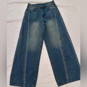 Women's Blue Embellished Jeans